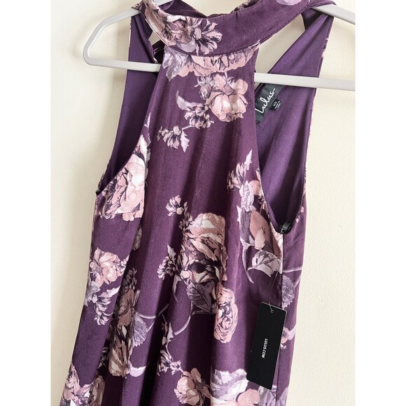 Lulu’s Darling Dearest Blush Purple Plum Floral Print Swing Dress Size XS NWT - Picture 4 of 5